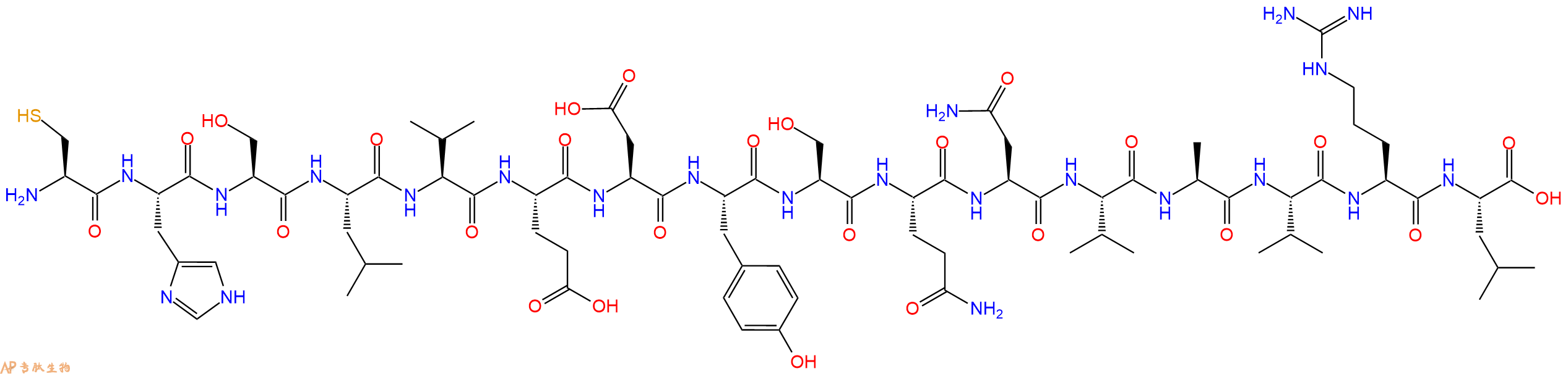 专肽生物产品H2N-Cys-His-Ser-Leu-Val-Glu-Asp-Tyr-Ser-Gln-Asn-Val-Ala-Val-Arg-Leu-OH