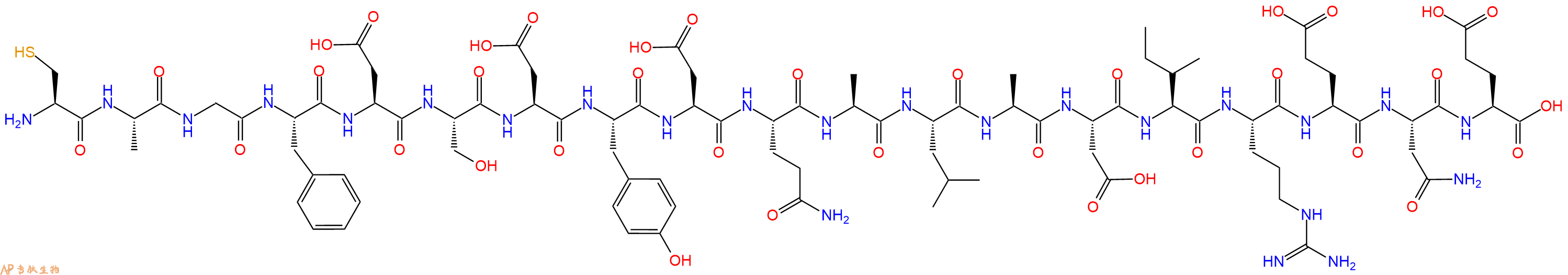 专肽生物产品H2N-Cys-Ala-Gly-Phe-Asp-Ser-Asp-Tyr-Asp-Gln-Ala-Leu-Ala-Asp-Ile-Arg-Glu-Asn-Glu-OH