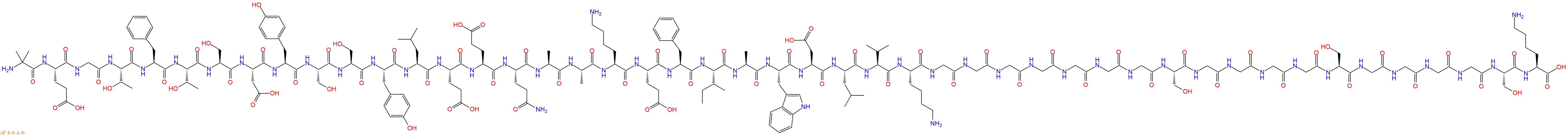 专肽生物产品H2N-Aib-Glu-Gly-Thr-Phe-Thr-Ser-Asp-Tyr-Ser-Ser-Tyr-Leu-Glu-Glu-Gln-Ala-Ala-Lys-Glu-Phe-Ile-Ala-Trp-Asp-Leu-Val-Lys-Gly-Gly-Gly-Gly-Gly-Gly-Gly-Ser-Gly-Gly-Gly-Gly-Ser-Gly-Gly-Gly-Gly-Ser-Lys-OH