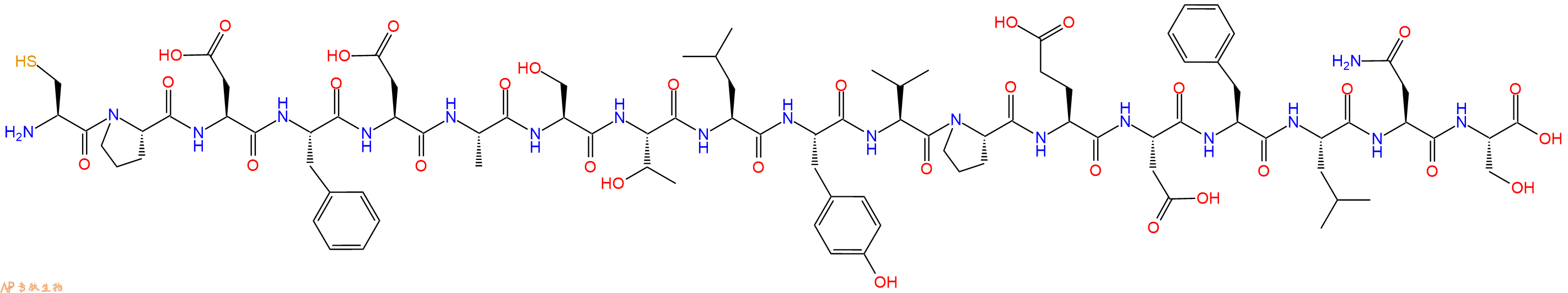 专肽生物产品H2N-Cys-Pro-Asp-Phe-Asp-Ala-Ser-Thr-Leu-Tyr-Val-Pro-Glu-Asp-Phe-Leu-Asn-Ser-OH