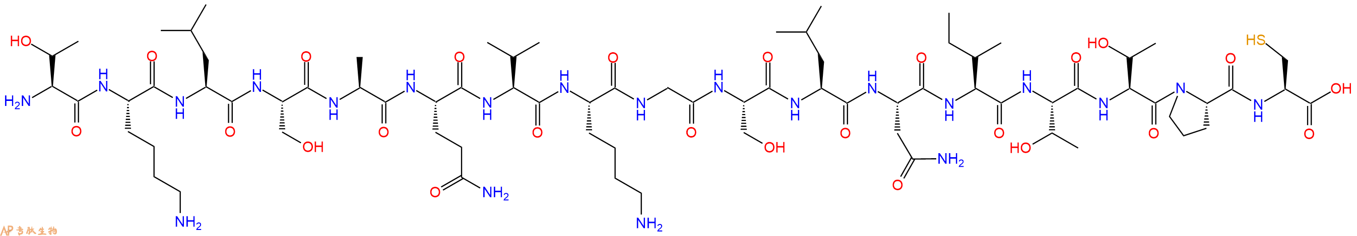 专肽生物产品H2N-Thr-Lys-Leu-Ser-Ala-Gln-Val-Lys-Gly-Ser-Leu-Asn-Ile-Thr-Thr-Pro-Cys-OH