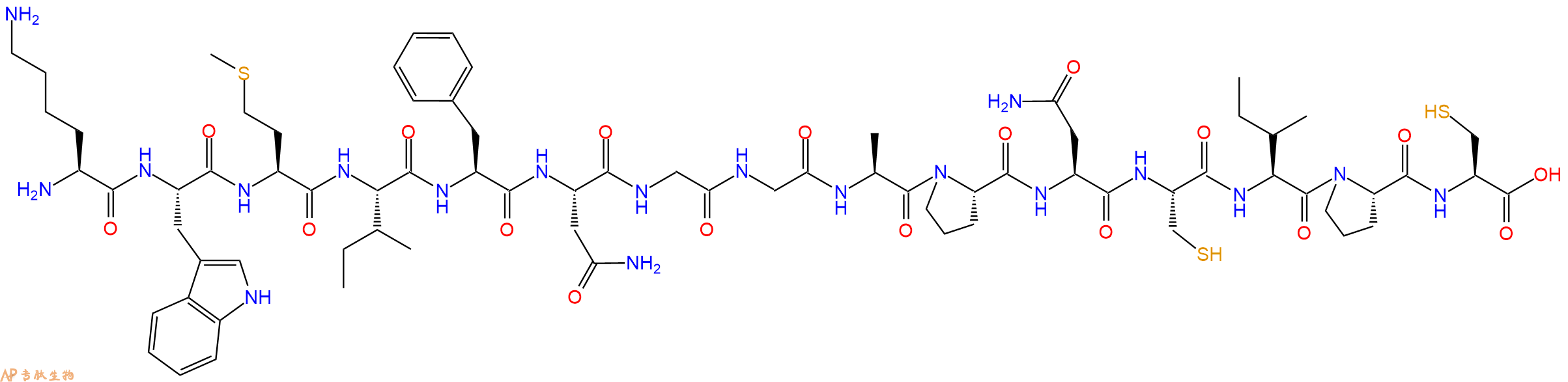 专肽生物产品H2N-Lys-Trp-Met-Ile-Phe-Asn-Gly-Gly-Ala-Pro-Asn-Cys-Ile-Pro-Cys-OH
