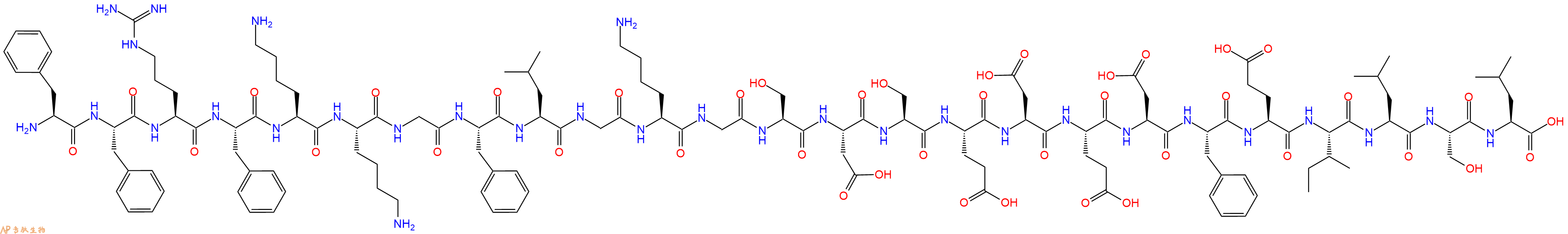 专肽生物产品H2N-Phe-Phe-Arg-Phe-Lys-Lys-Gly-Phe-Leu-Gly-Lys-Gly-Ser-Asp-Ser-Glu-Asp-Glu-Asp-Phe-Glu-Ile-Leu-Ser-Leu-OH