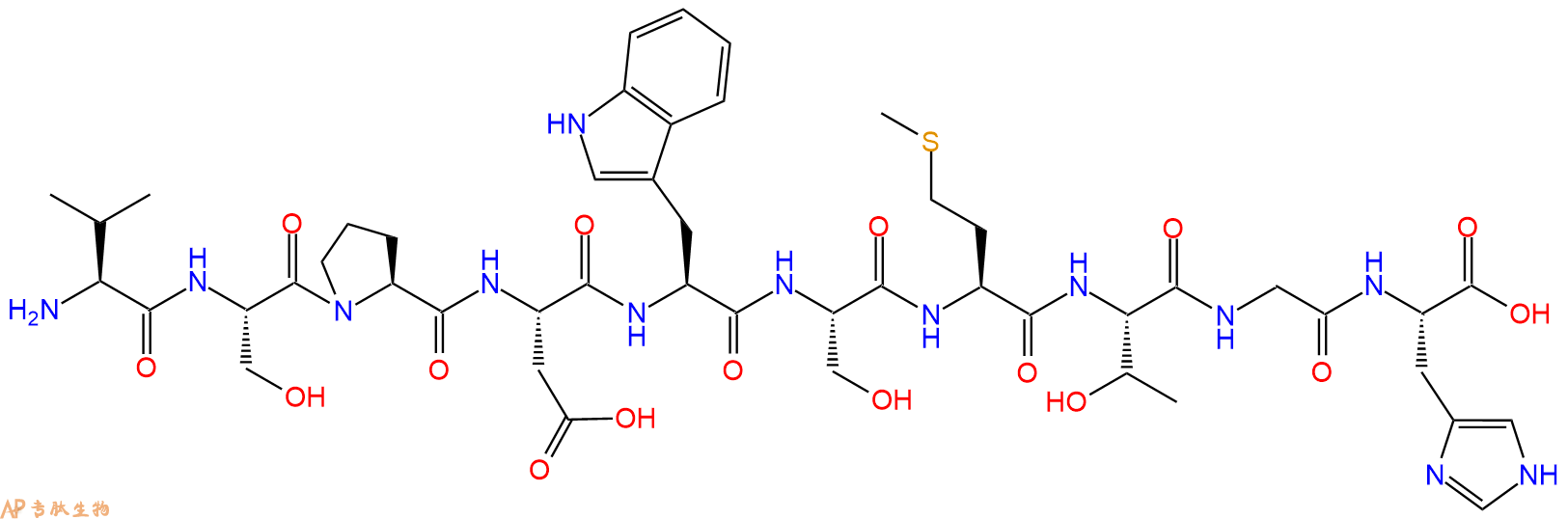 专肽生物产品H2N-Val-Ser-Pro-Asp-Trp-Ser-Met-Thr-Gly-His-OH