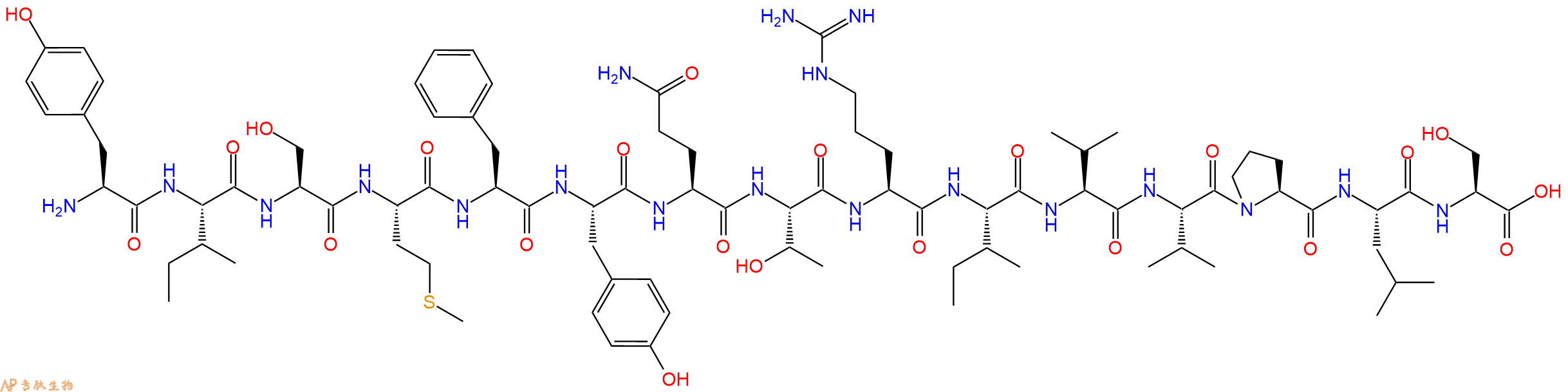 专肽生物产品H2N-Tyr-Ile-Ser-Met-Phe-Tyr-Gln-Thr-Arg-Ile-Val-Val-Pro-Leu-Ser-OH