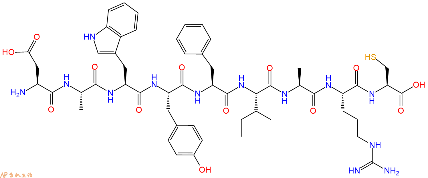 专肽生物产品H2N-Asp-Ala-Trp-Tyr-Phe-Ile-Ala-Arg-Cys-OH