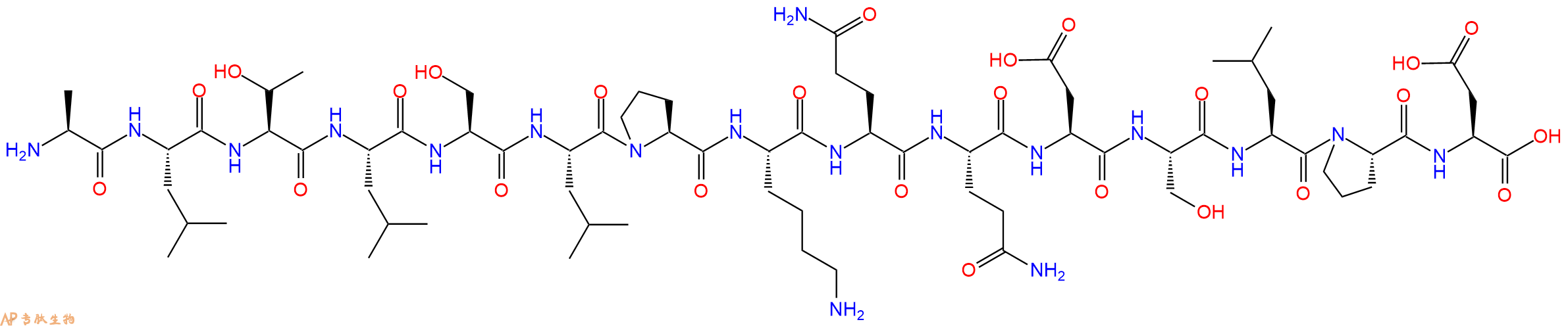 专肽生物产品H2N-Ala-Leu-Thr-Leu-Ser-Leu-Pro-Lys-Gln-Gln-Asp-Ser-Leu-Pro-Asp-OH