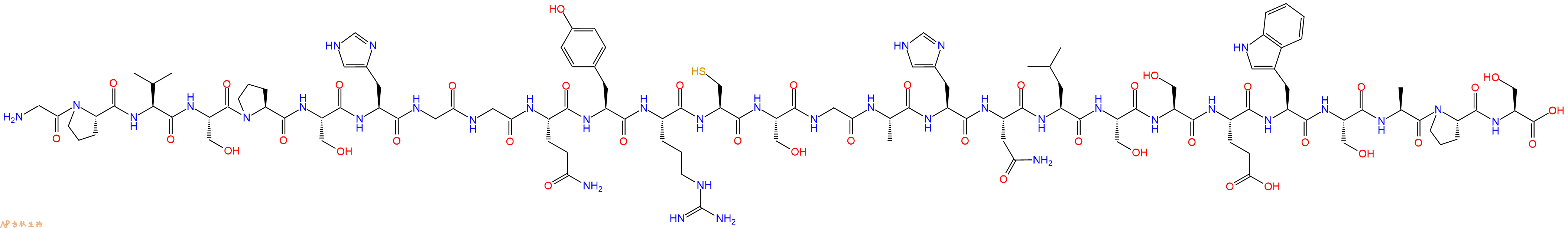 专肽生物产品H2N-Gly-Pro-Val-Ser-Pro-Ser-His-Gly-Gly-Gln-Tyr-Arg-Cys-Ser-Gly-Ala-His-Asn-Leu-Ser-Ser-Glu-Trp-Ser-Ala-Pro-Ser-OH