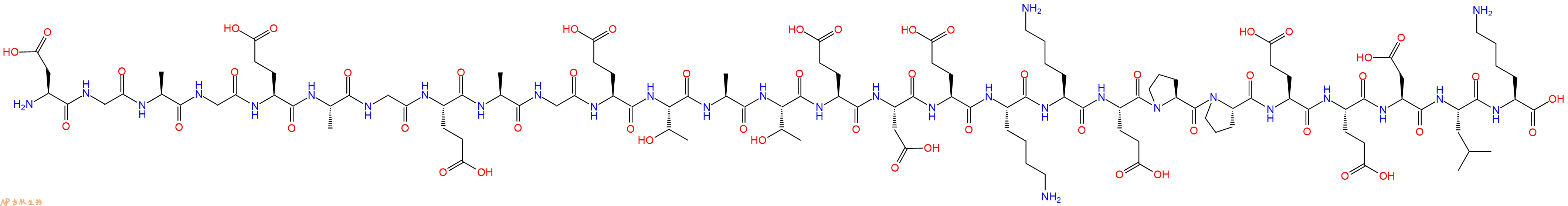 专肽生物产品H2N-Asp-Gly-Ala-Gly-Glu-Ala-Gly-Glu-Ala-Gly-Glu-Thr-Ala-Thr-Glu-Asp-Glu-Lys-Lys-Glu-Pro-Pro-Glu-Glu-Asp-Leu-Lys-OH