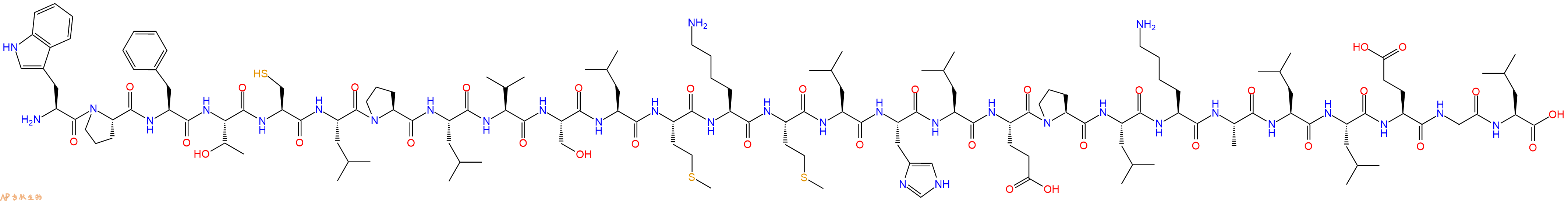 专肽生物产品H2N-Trp-Pro-Phe-Thr-Cys-Leu-Pro-Leu-Val-Ser-Leu-Met-Lys-Met-Leu-His-Leu-Glu-Pro-Leu-Lys-Ala-Leu-Leu-Glu-Gly-Leu-OH