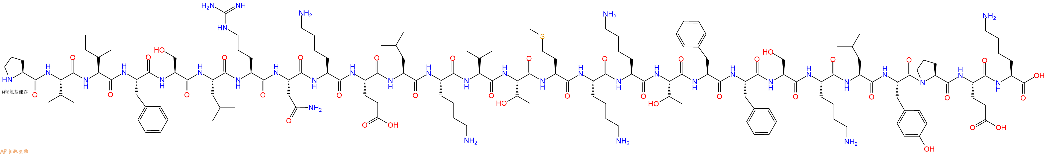 专肽生物产品H2N-Pro-Ile-Ile-Phe-Ser-Leu-Arg-Asn-Lys-Glu-Leu-Lys-Val-Thr-Met-Lys-Lys-Thr-Phe-Phe-Ser-Lys-Leu-Tyr-Pro-Glu-Lys-OH