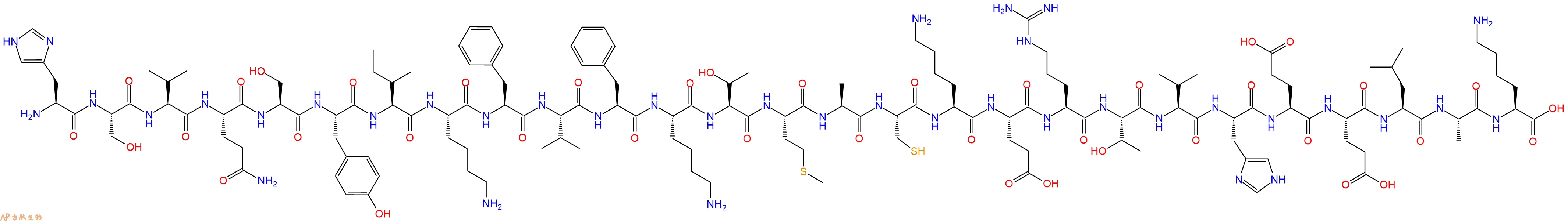 专肽生物产品H2N-His-Ser-Val-Gln-Ser-Tyr-Ile-Lys-Phe-Val-Phe-Lys-Thr-Met-Ala-Cys-Lys-Glu-Arg-Thr-Val-His-Glu-Glu-Leu-Ala-Lys-OH