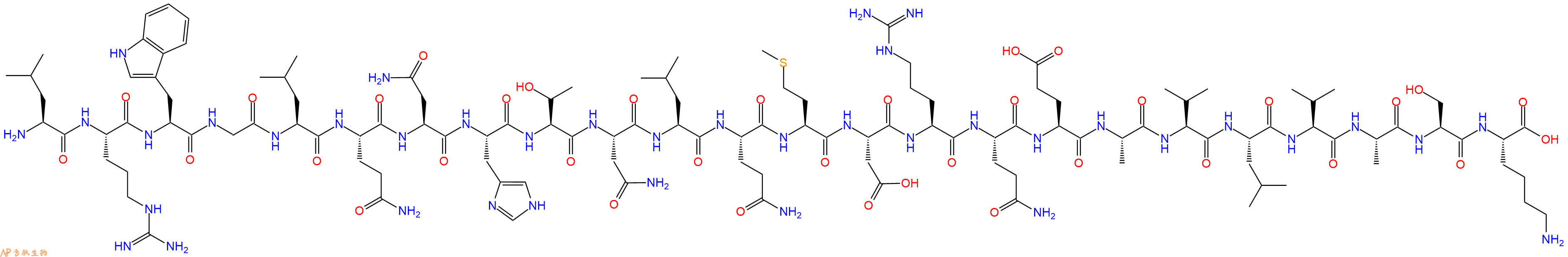 专肽生物产品H2N-Leu-Arg-Trp-Gly-Leu-Gln-Asn-His-Thr-Asn-Leu-Gln-Met-Asp-Arg-Gln-Glu-Ala-Val-Leu-Val-Ala-Ser-Lys-OH