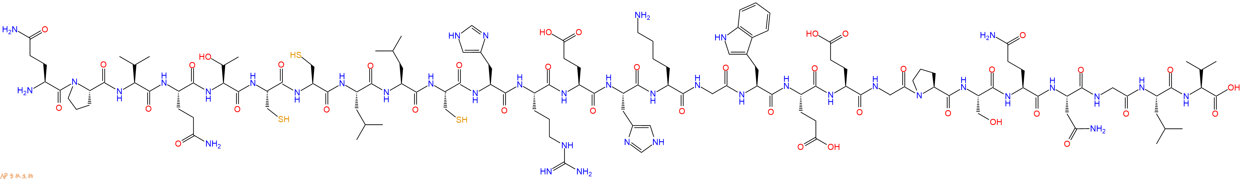 专肽生物产品H2N-Gln-Pro-Val-Gln-Thr-Cys-Cys-Leu-Leu-Cys-His-Arg-Glu-His-Lys-Gly-Trp-Glu-Glu-Gly-Pro-Ser-Gln-Asn-Gly-Leu-Val-OH