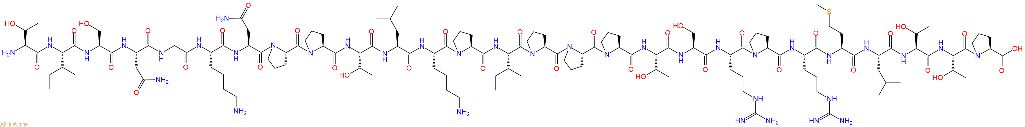 专肽生物产品H2N-Thr-Ile-Ser-Asn-Gly-Lys-Asn-Pro-Pro-Thr-Leu-Lys-Pro-Ile-Pro-Pro-Pro-Thr-Ser-Arg-Pro-Arg-Met-Leu-Thr-Thr-Pro-OH