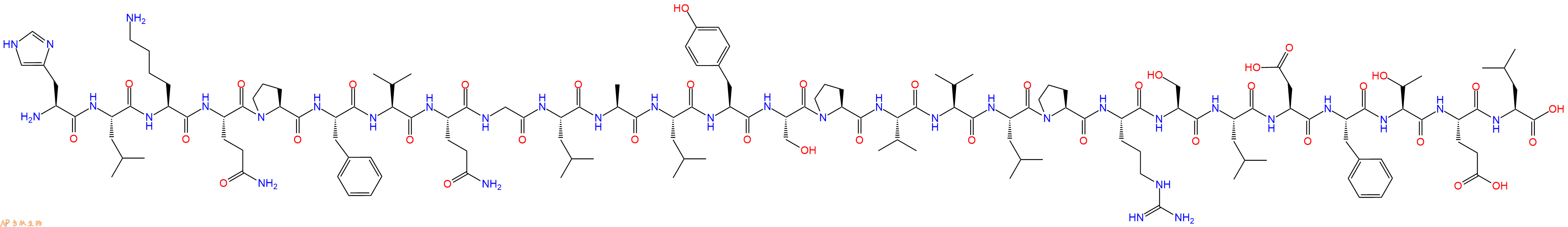 专肽生物产品H2N-His-Leu-Lys-Gln-Pro-Phe-Val-Gln-Gly-Leu-Ala-Leu-Tyr-Ser-Pro-Val-Val-Leu-Pro-Arg-Ser-Leu-Asp-Phe-Thr-Glu-Leu-OH