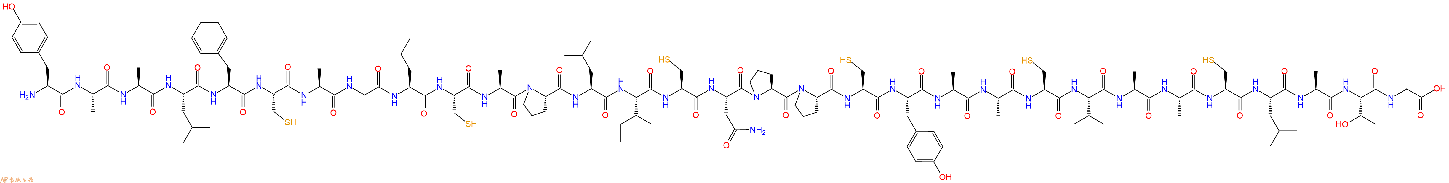 专肽生物产品H2N-Tyr-Ala-Ala-Leu-Phe-Cys-Ala-Gly-Leu-Cys-Ala-Pro-Leu-Ile-Cys-Asn-Pro-Pro-Cys-Tyr-Ala-Ala-Cys-Val-Ala-Ala-Cys-Leu-Ala-Thr-Gly-OH