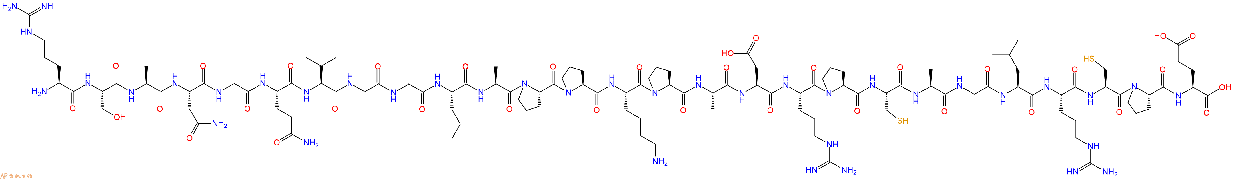 专肽生物产品H2N-Arg-Ser-Ala-Asn-Gly-Gln-Val-Gly-Gly-Leu-Ala-Pro-Pro-Lys-Pro-Ala-Asp-Arg-Pro-Cys-Ala-Gly-Leu-Arg-Cys-Pro-Glu-OH