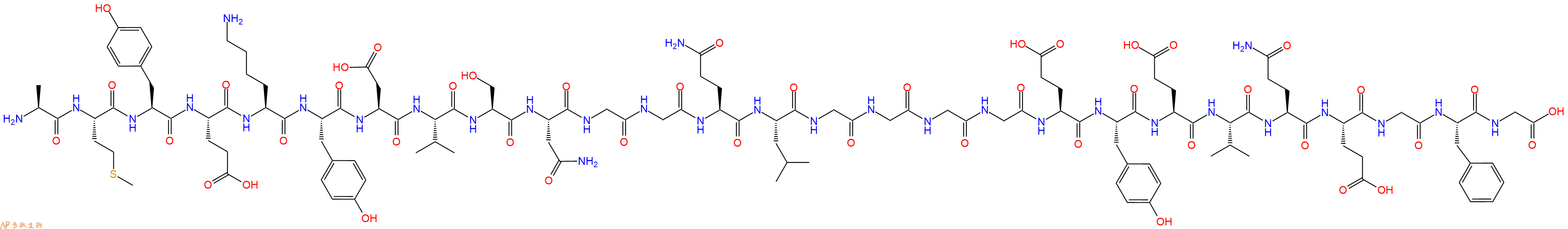 专肽生物产品H2N-Ala-Met-Tyr-Glu-Lys-Tyr-Asp-Val-Ser-Asn-Gly-Gly-Gln-Leu-Gly-Gly-Gly-Gly-Glu-Tyr-Glu-Val-Gln-Glu-Gly-Phe-Gly-OH