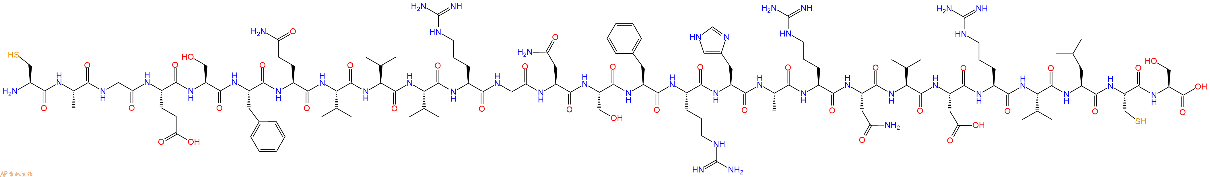 专肽生物产品H2N-Cys-Ala-Gly-Glu-Ser-Phe-Gln-Val-Val-Val-Arg-Gly-Asn-Ser-Phe-Arg-His-Ala-Arg-Asn-Val-Asp-Arg-Val-Leu-Cys-Ser-OH