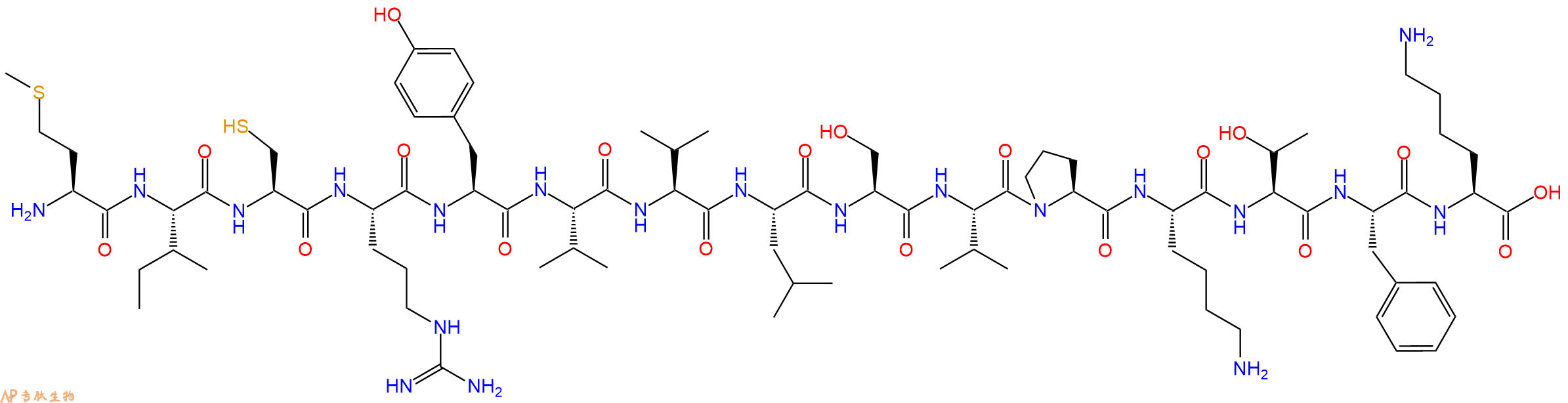 专肽生物产品H2N-Met-Ile-Cys-Arg-Tyr-Val-Val-Leu-Ser-Val-Pro-Lys-Thr-Phe-Lys-OH
