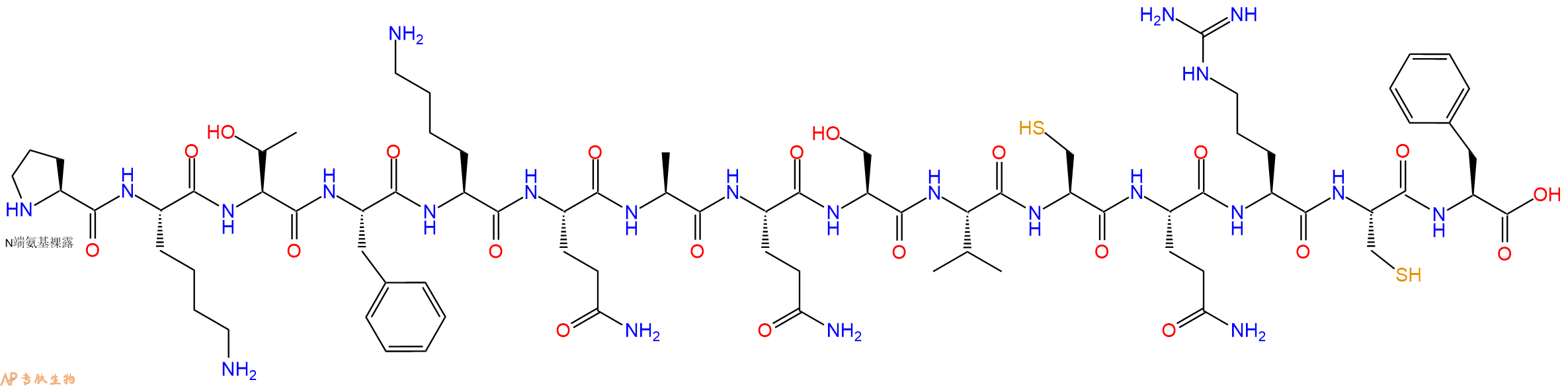 专肽生物产品H2N-Pro-Lys-Thr-Phe-Lys-Gln-Ala-Gln-Ser-Val-Cys-Gln-Arg-Cys-Phe-OH