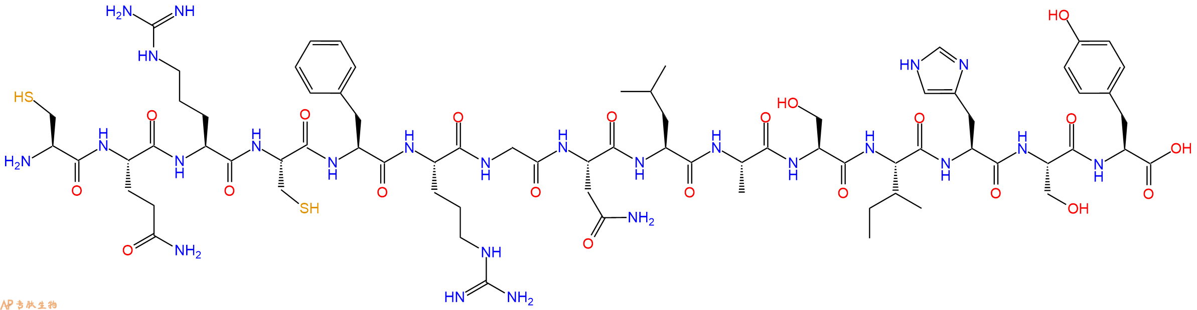 专肽生物产品H2N-Cys-Gln-Arg-Cys-Phe-Arg-Gly-Asn-Leu-Ala-Ser-Ile-His-Ser-Tyr-OH