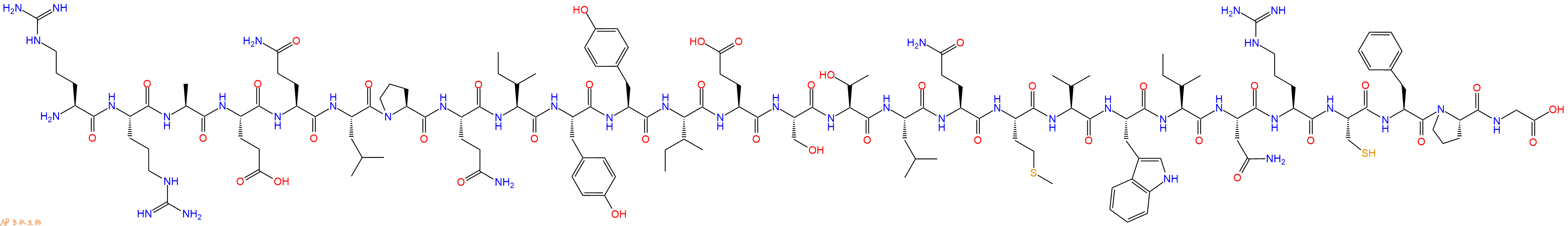 专肽生物产品H2N-Arg-Arg-Ala-Glu-Gln-Leu-Pro-Gln-Ile-Tyr-Tyr-Ile-Glu-Ser-Thr-Leu-Gln-Met-Val-Trp-Ile-Asn-Arg-Cys-Phe-Pro-Gly-OH