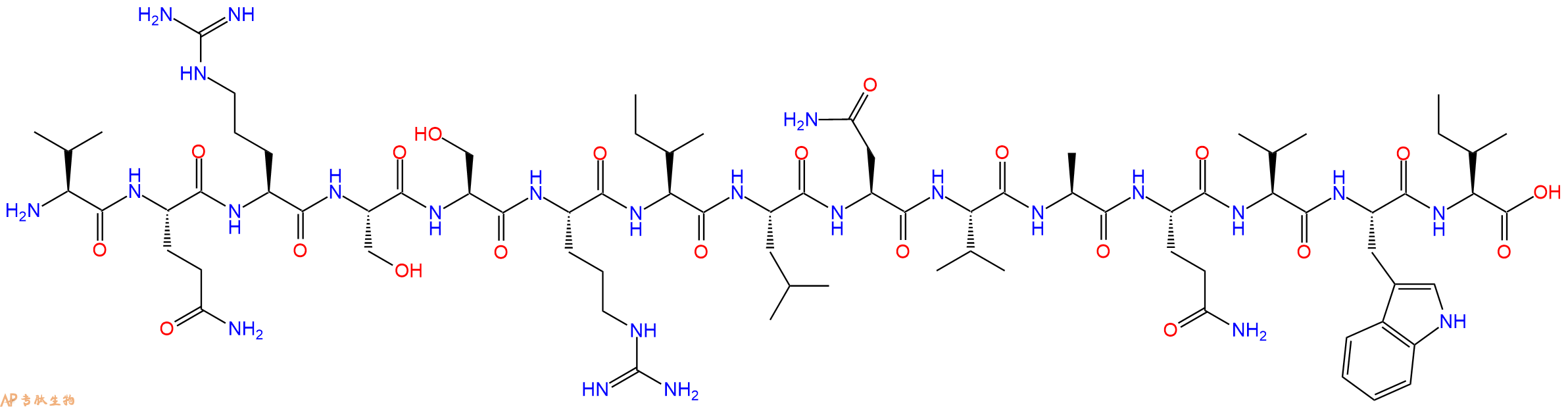 专肽生物产品H2N-Val-Gln-Arg-Ser-Ser-Arg-Ile-Leu-Asn-Val-Ala-Gln-Val-Trp-Ile-OH