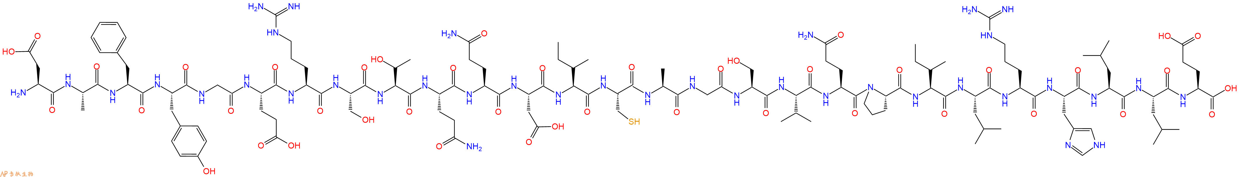 专肽生物产品H2N-Asp-Ala-Phe-Tyr-Gly-Glu-Arg-Ser-Thr-Gln-Gln-Asp-Ile-Cys-Ala-Gly-Ser-Val-Gln-Pro-Ile-Leu-Arg-His-Leu-Leu-Glu-OH