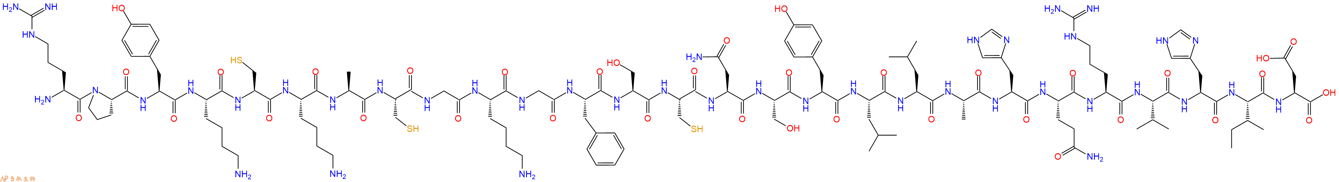 专肽生物产品H2N-Arg-Pro-Tyr-Lys-Cys-Lys-Ala-Cys-Gly-Lys-Gly-Phe-Ser-Cys-Asn-Ser-Tyr-Leu-Leu-Ala-His-Gln-Arg-Val-His-Ile-Asp-OH