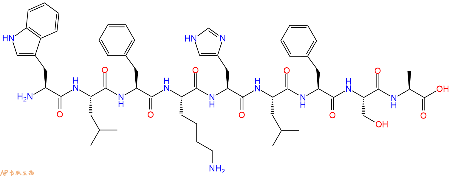 专肽生物产品H2N-Trp-Leu-Phe-Lys-His-Leu-Phe-Ser-Ala-OH