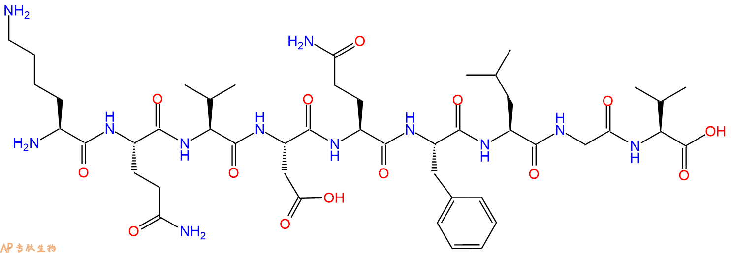 专肽生物产品H2N-Lys-Gln-Val-Asp-Gln-Phe-Leu-Gly-Val-OH