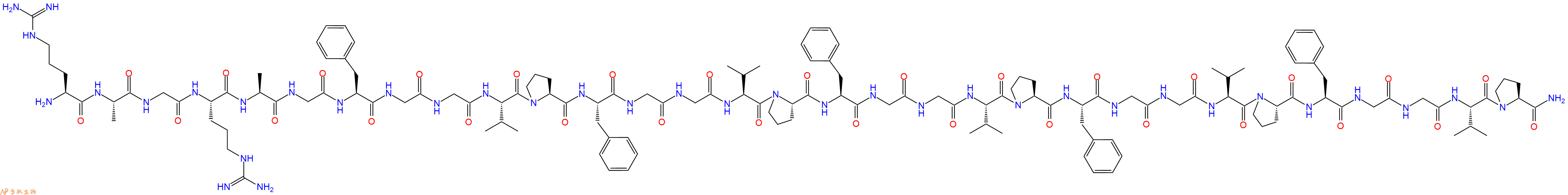 专肽生物产品H2N-Arg-Ala-Gly-Arg-Ala-Gly-Phe-Gly-Gly-Val-Pro-Phe-Gly-Gly-Val-Pro-Phe-Gly-Gly-Val-Pro-Phe-Gly-Gly-Val-Pro-Phe-Gly-Gly-Val-Pro-CONH2
