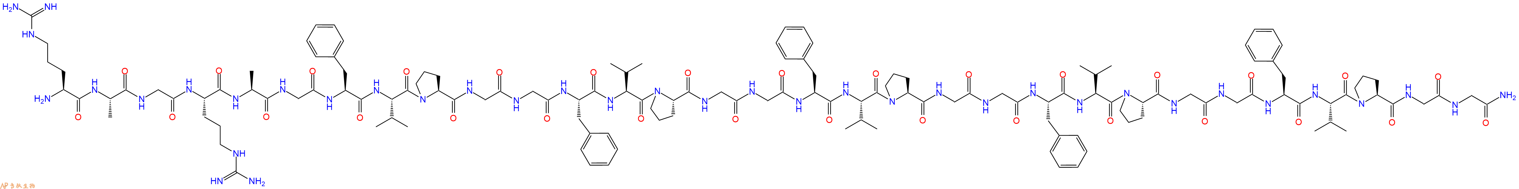 专肽生物产品H2N-Arg-Ala-Gly-Arg-Ala-Gly-Phe-Val-Pro-Gly-Gly-Phe-Val-Pro-Gly-Gly-Phe-Val-Pro-Gly-Gly-Phe-Val-Pro-Gly-Gly-Phe-Val-Pro-Gly-Gly-CONH2