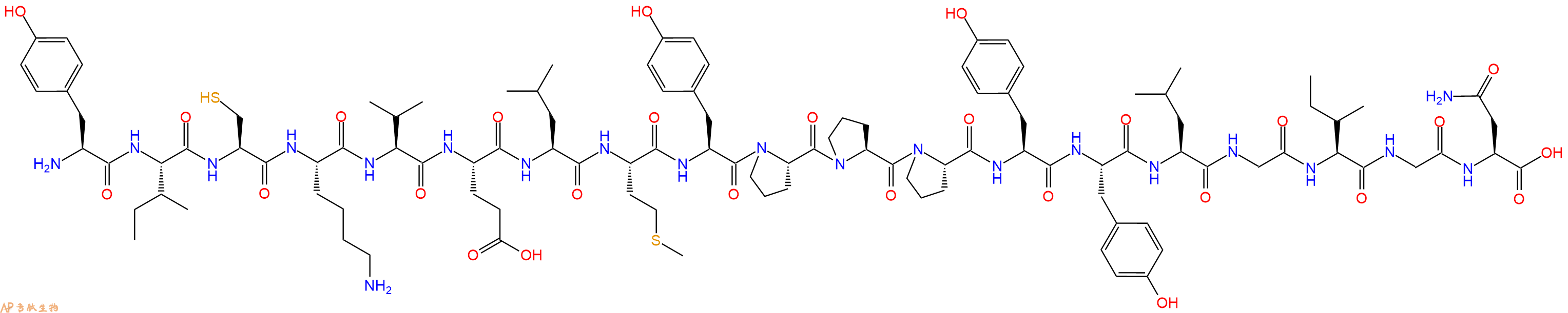 专肽生物产品H2N-Tyr-Ile-Cys-Lys-Val-Glu-Leu-Met-Tyr-Pro-Pro-Pro-Tyr-Tyr-Leu-Gly-Ile-Gly-Asn-OH