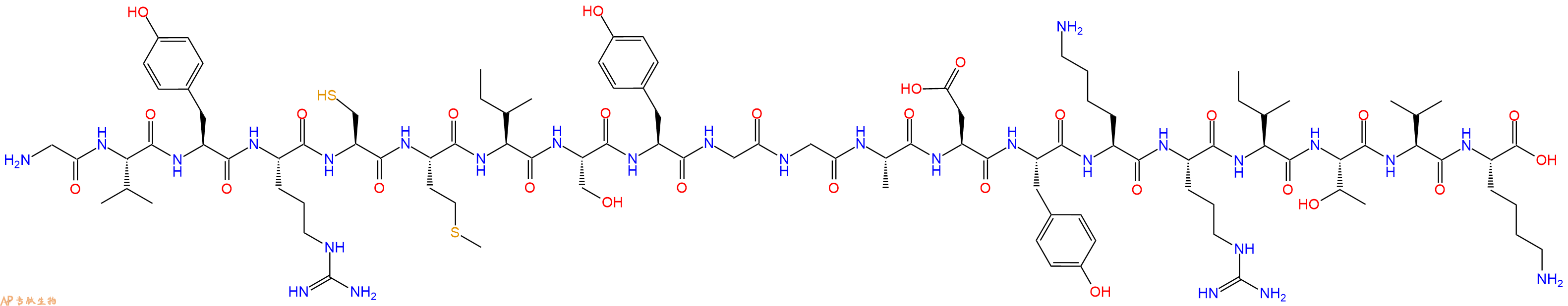 专肽生物产品H2N-Gly-Val-Tyr-Arg-Cys-Met-Ile-Ser-Tyr-Gly-Gly-Ala-Asp-Tyr-Lys-Arg-Ile-Thr-Val-Lys-OH