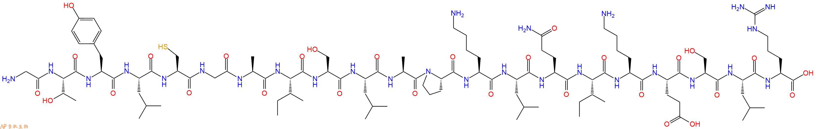 专肽生物产品H2N-Gly-Thr-Tyr-Leu-Cys-Gly-Ala-Ile-Ser-Leu-Ala-Pro-Lys-Leu-Gln-Ile-Lys-Glu-Ser-Leu-Arg-OH