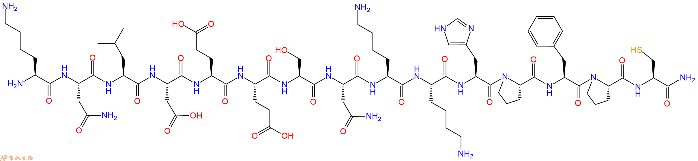 专肽生物产品H2N-Lys-Asn-Leu-Asp-Glu-Glu-Ser-Asn-Lys-Lys-His-Pro-Phe-Pro-Cys-CONH2