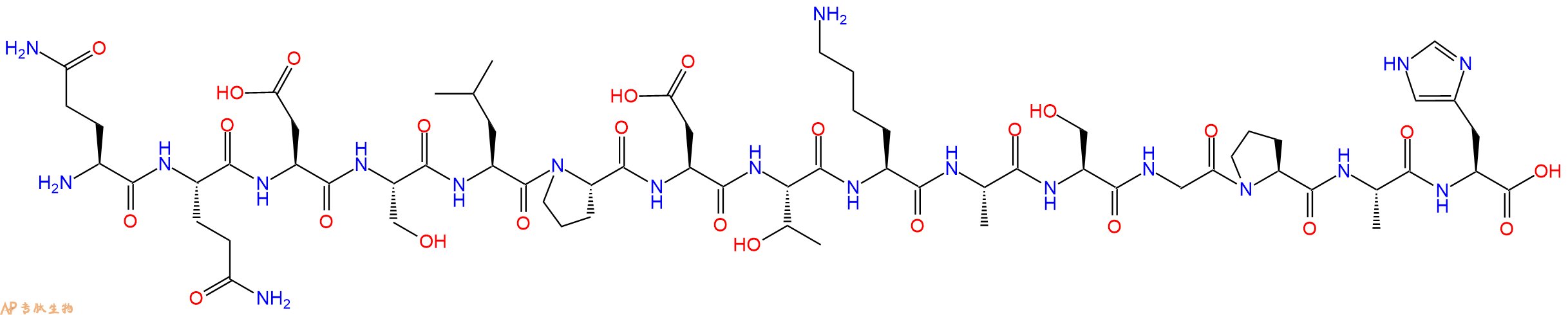 专肽生物产品H2N-Gln-Gln-Asp-Ser-Leu-Pro-Asp-Thr-Lys-Ala-Ser-Gly-Pro-Ala-His-OH