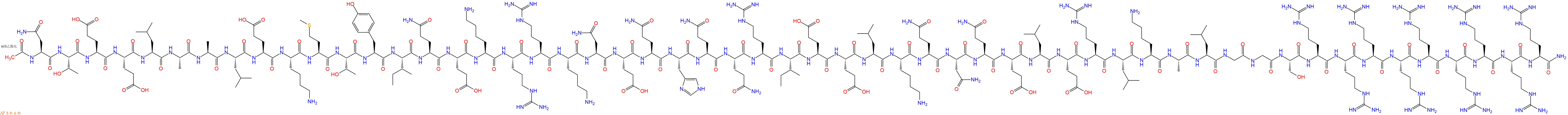 专肽生物产品Ac-Asn-Thr-Glu-Glu-Leu-Ala-Ala-Leu-Glu-Lys-Met-Thr-Tyr-Ile-Gln-Glu-Lys-Arg-Arg-Lys-Asn-Glu-Gln-His-Gln-Gln-Arg-Ile-Glu-Glu-Leu-Lys-Gln-Asn-Gln-Glu-Leu-Glu-Arg-Leu-Lys-Ala-Leu-Gly-Gly-Ser-Arg-Arg-Arg-Arg-Arg-Arg-Arg-Arg-Arg-CONH2