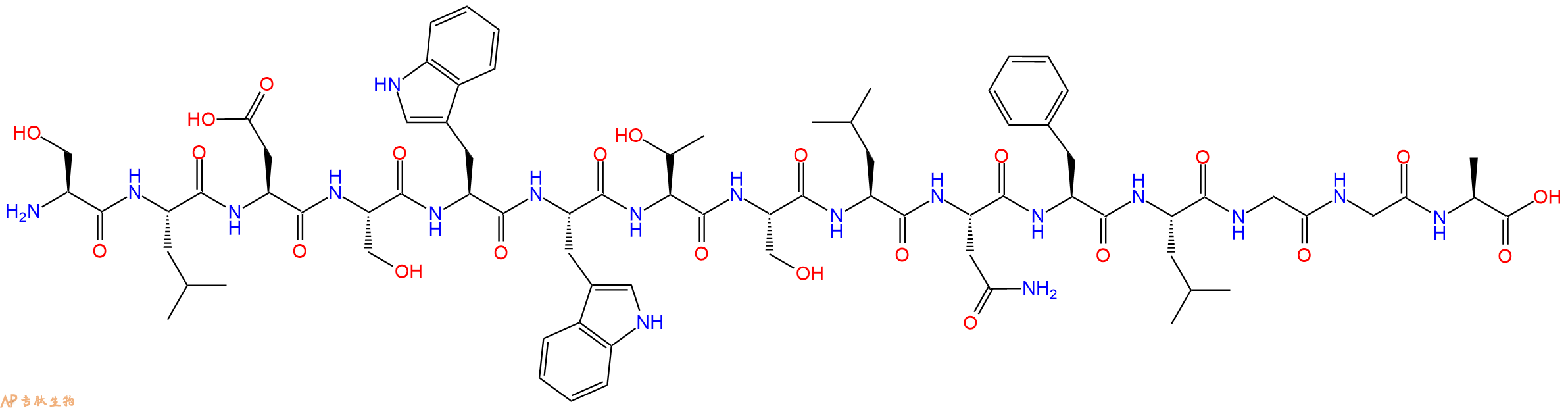 专肽生物产品H2N-Ser-Leu-Asp-Ser-Trp-Trp-Thr-Ser-Leu-Asn-Phe-Leu-Gly-Gly-Ala-OH