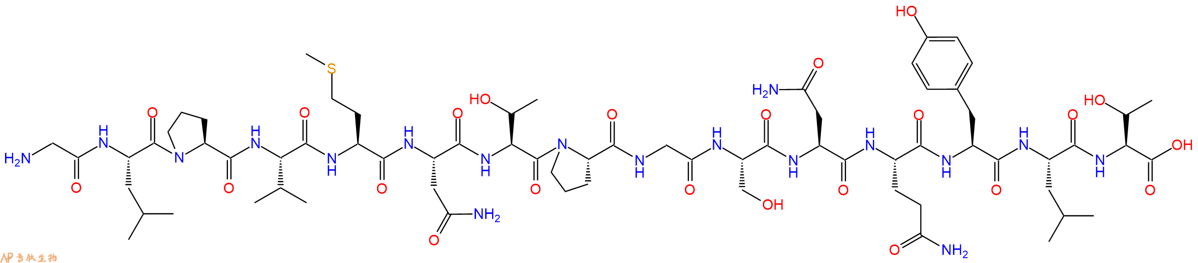 专肽生物产品H2N-Gly-Leu-Pro-Val-Met-Asn-Thr-Pro-Gly-Ser-Asn-Gln-Tyr-Leu-Thr-OH