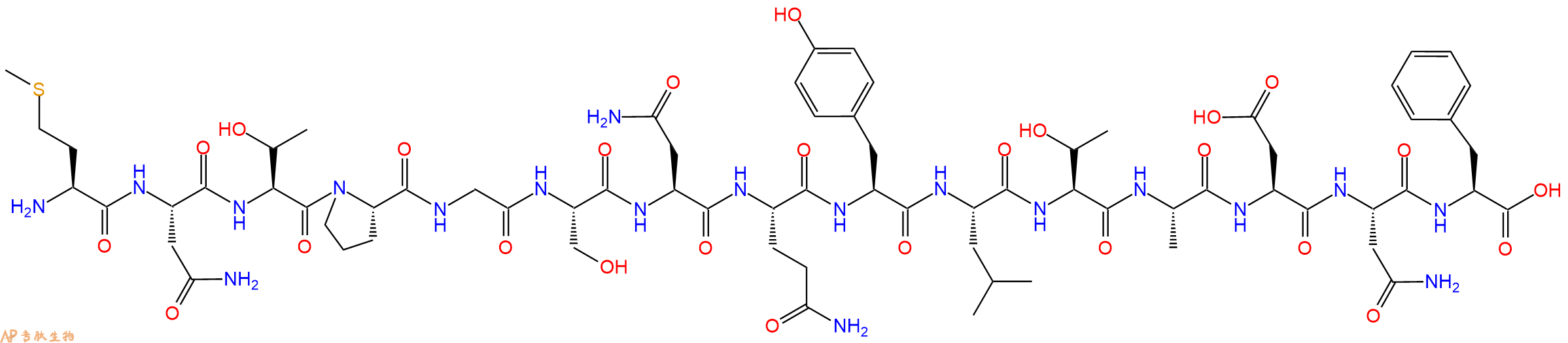 专肽生物产品H2N-Met-Asn-Thr-Pro-Gly-Ser-Asn-Gln-Tyr-Leu-Thr-Ala-Asp-Asn-Phe-OH