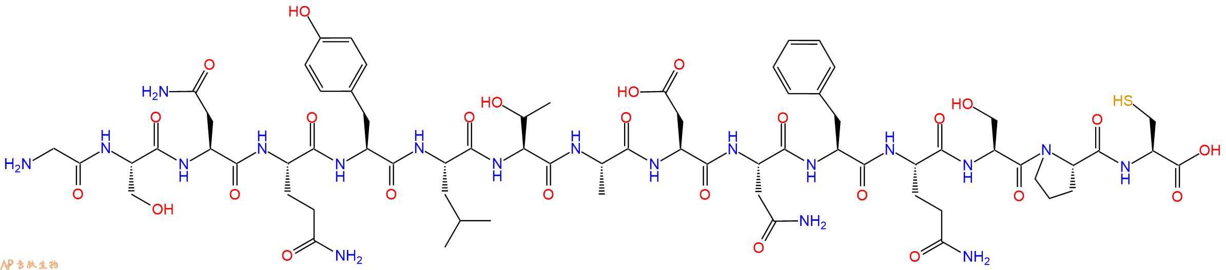 专肽生物产品H2N-Gly-Ser-Asn-Gln-Tyr-Leu-Thr-Ala-Asp-Asn-Phe-Gln-Ser-Pro-Cys-OH