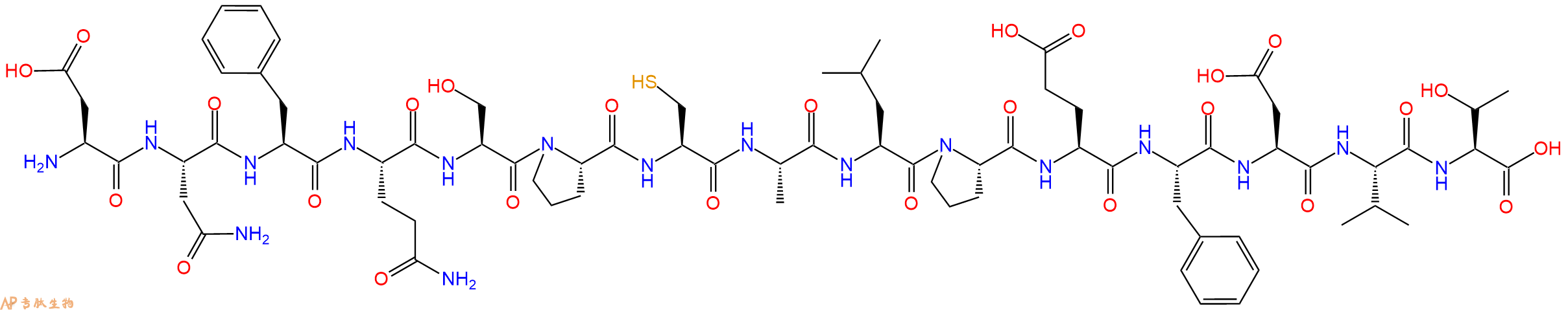 专肽生物产品H2N-Asp-Asn-Phe-Gln-Ser-Pro-Cys-Ala-Leu-Pro-Glu-Phe-Asp-Val-Thr-OH