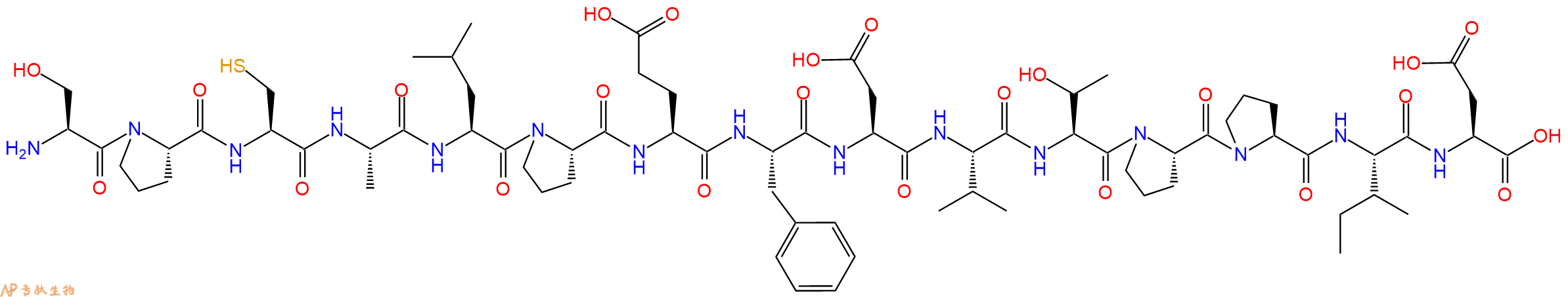 专肽生物产品H2N-Ser-Pro-Cys-Ala-Leu-Pro-Glu-Phe-Asp-Val-Thr-Pro-Pro-Ile-Asp-OH