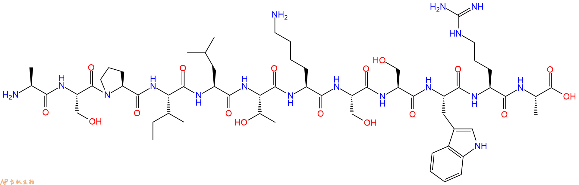 专肽生物产品H2N-Ala-Ser-Pro-Ile-Leu-Thr-Lys-Ser-Ser-Trp-Arg-Ala-OH