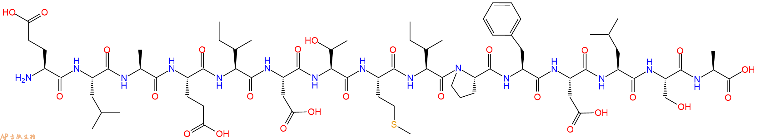 专肽生物产品H2N-Glu-Leu-Ala-Glu-Ile-Asp-Thr-Met-Ile-Pro-Phe-Asp-Leu-Ser-Ala-OH