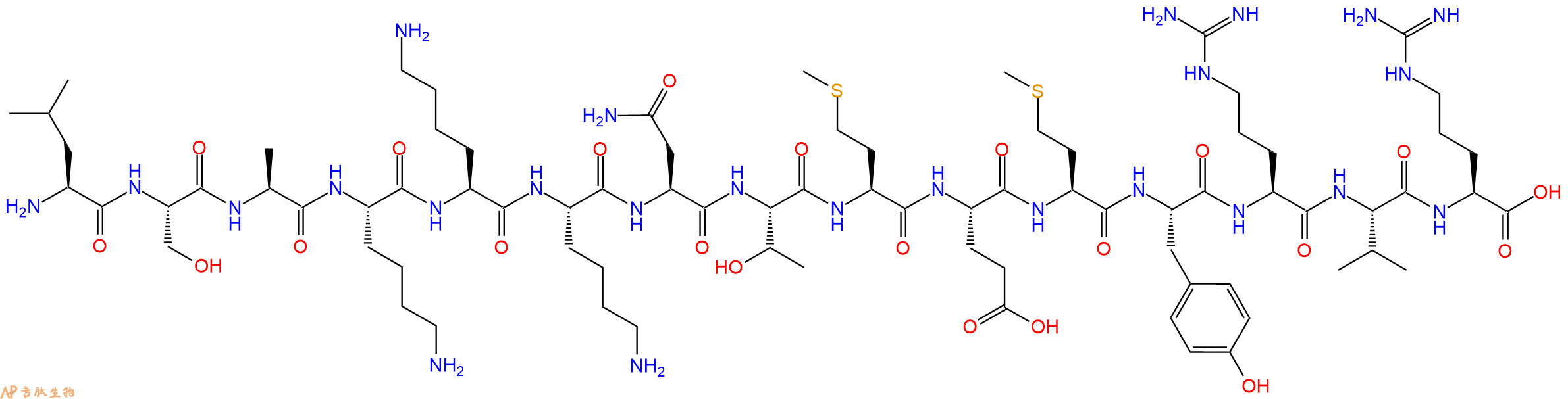 专肽生物产品H2N-Leu-Ser-Ala-Lys-Lys-Lys-Asn-Thr-Met-Glu-Met-Tyr-Arg-Val-Arg-OH
